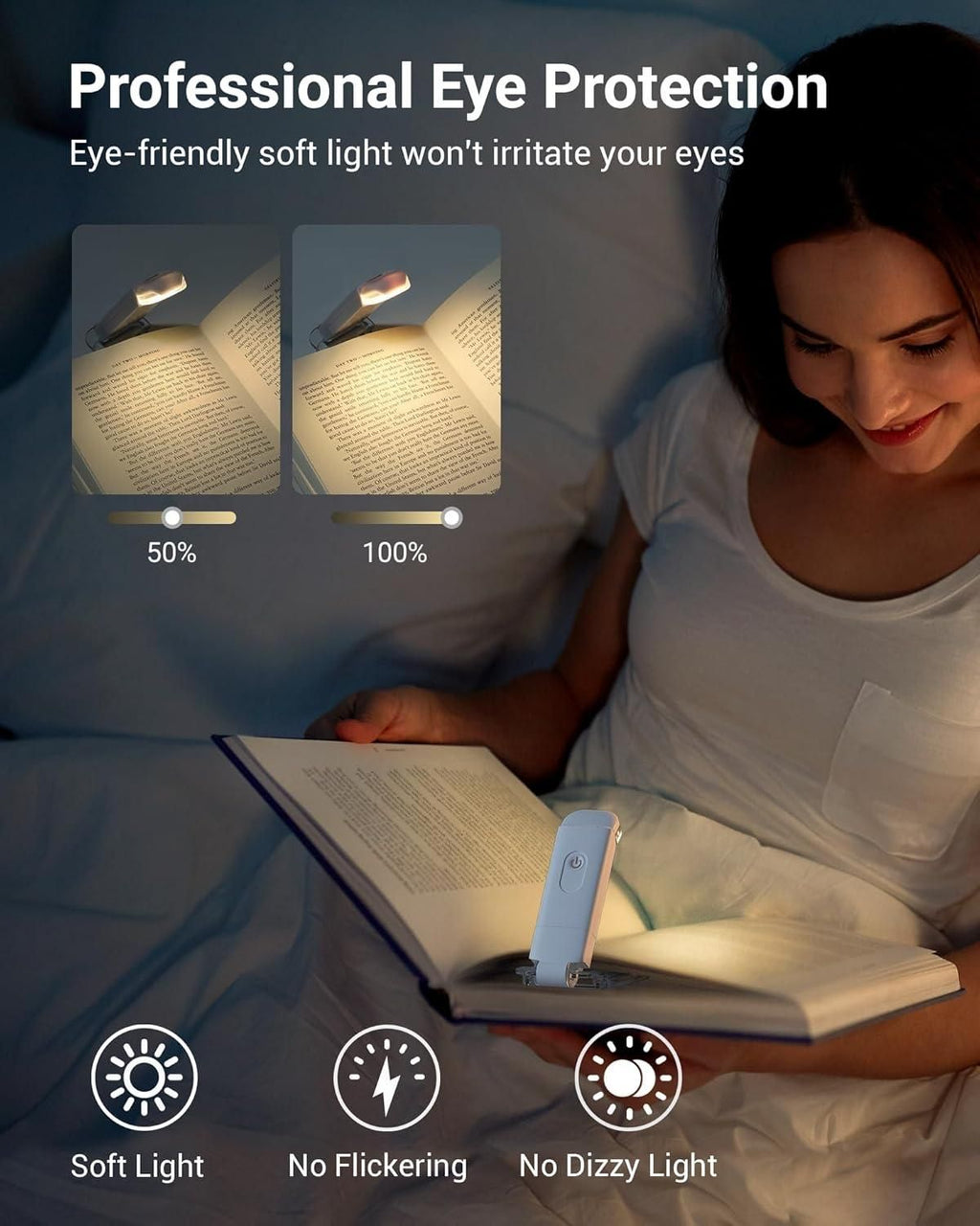 USB Rechargeable Adjustable Book Reading Light – Eye Protection LED Lamp